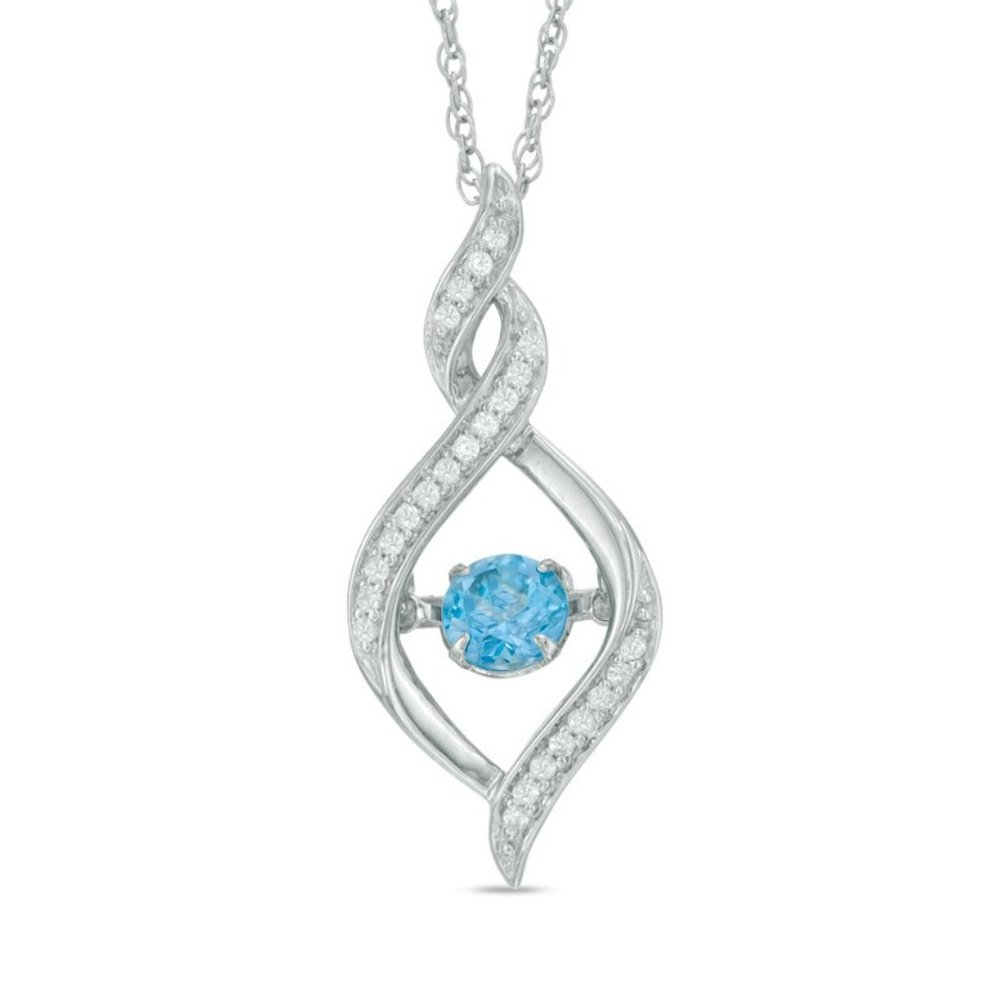 Unstoppable Love 5.0mm Swiss Blue Topaz and Lab-Created White Sapphire Infinity